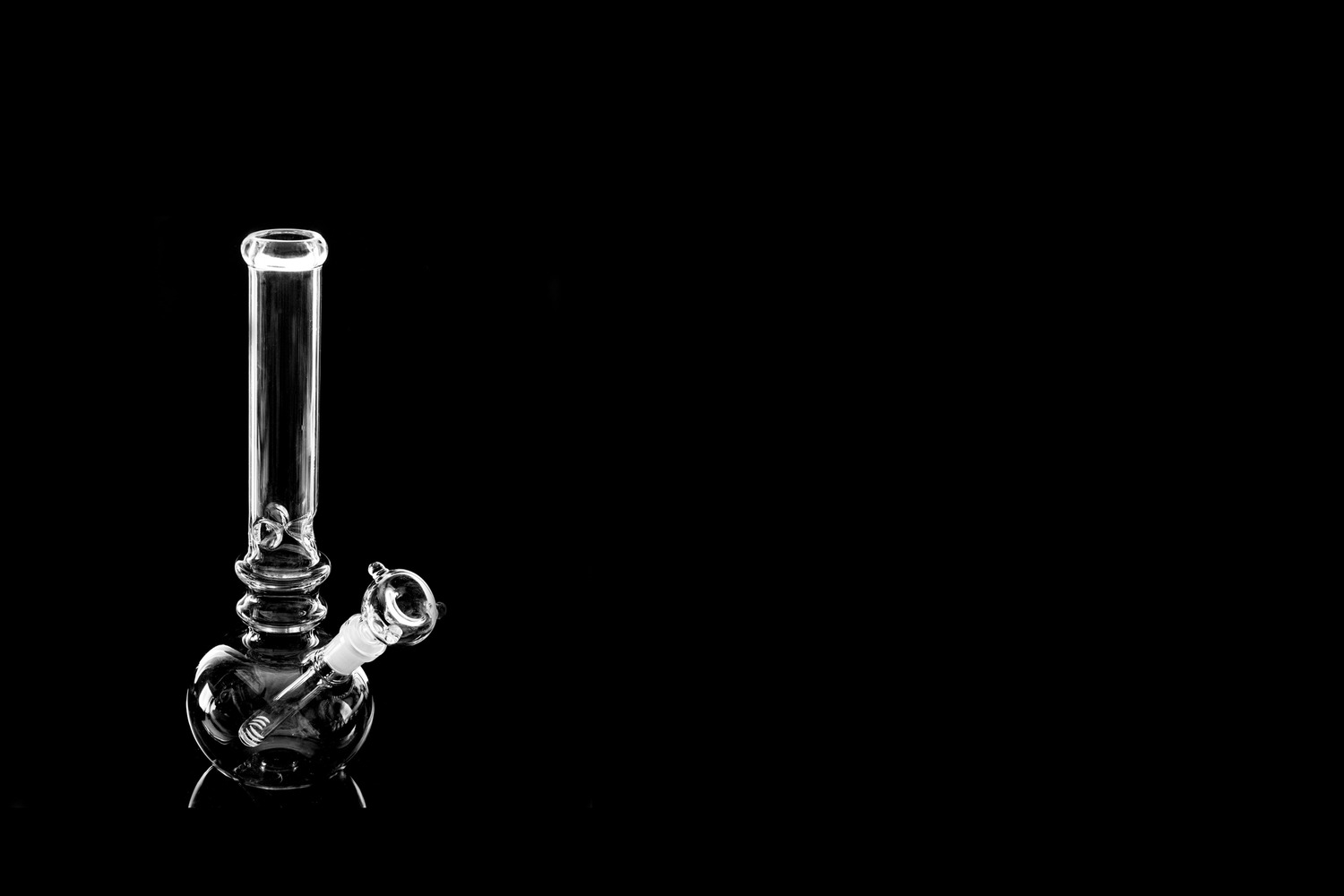 glass bongs with black background